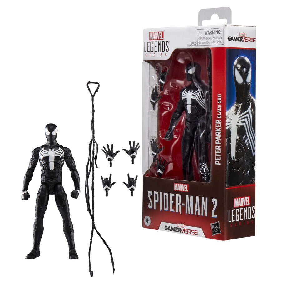Imagen 5 - Figura Peter Parker Black Suit Spider-man 2 Marvel Legends 15Cm