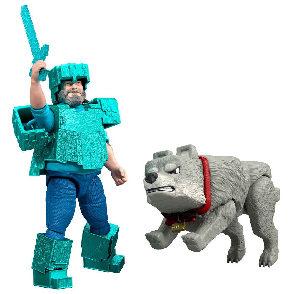 Imagen 2 - Set 2 Figuras Steve & Wolf Minecraft La Pelicula