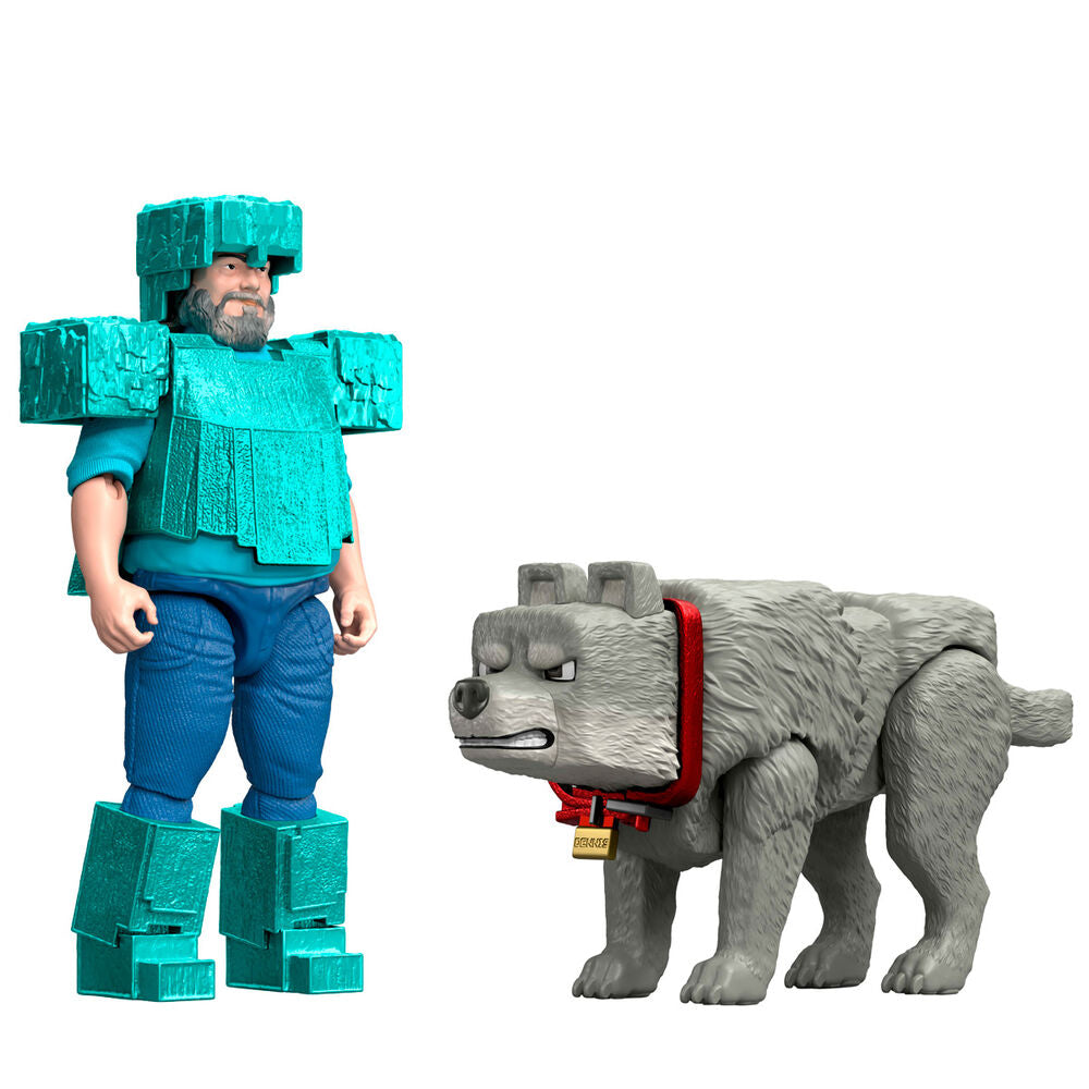 Imagen 4 - Set 2 Figuras Steve & Wolf Minecraft La Pelicula