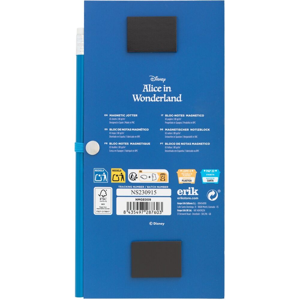 Imagen de Bloc Notas Magnetico Alicia En El Pais De Las Maravillas Disney parte de nuestra colección en Espadas y más, sitio oficial.