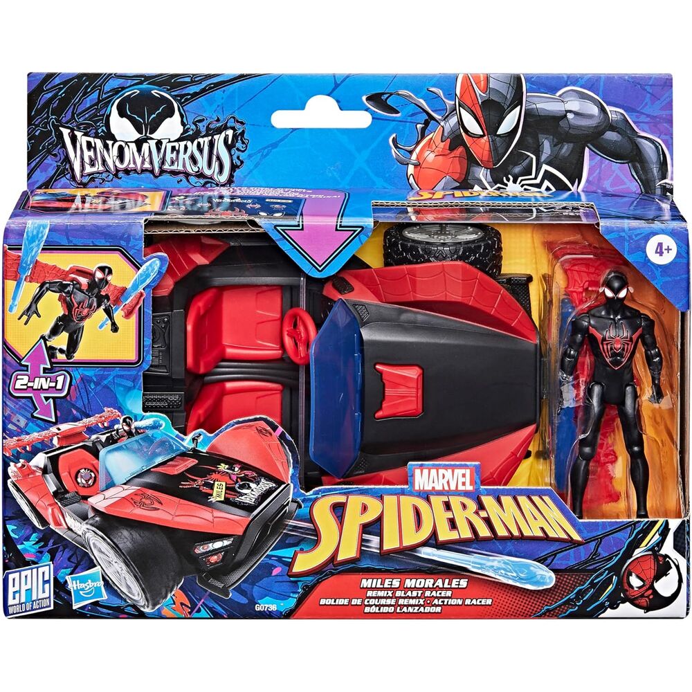 Imagen 1 - Coche Lanzador + Figura Miles Morales Venom Versus Epic World Of Action Spider-man Marvel