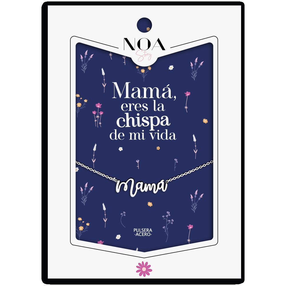 Imagen 1 - Pulsera Mama Acero Plateado - Mama Eres La Chispa De Mi Vida