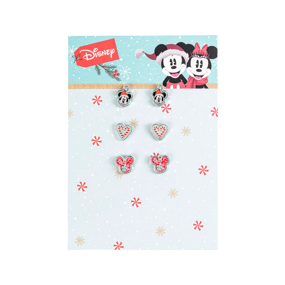 Imagen 2 - Set 3 Pares De Pendientes Navidad Mickey Disney