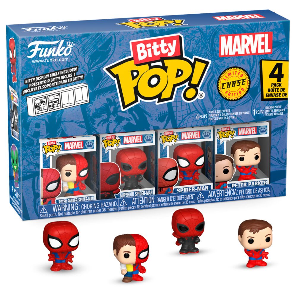 Imagen 2 - Blister 4 Figuras Bitty Pop Marvel Spider-man Parker Split