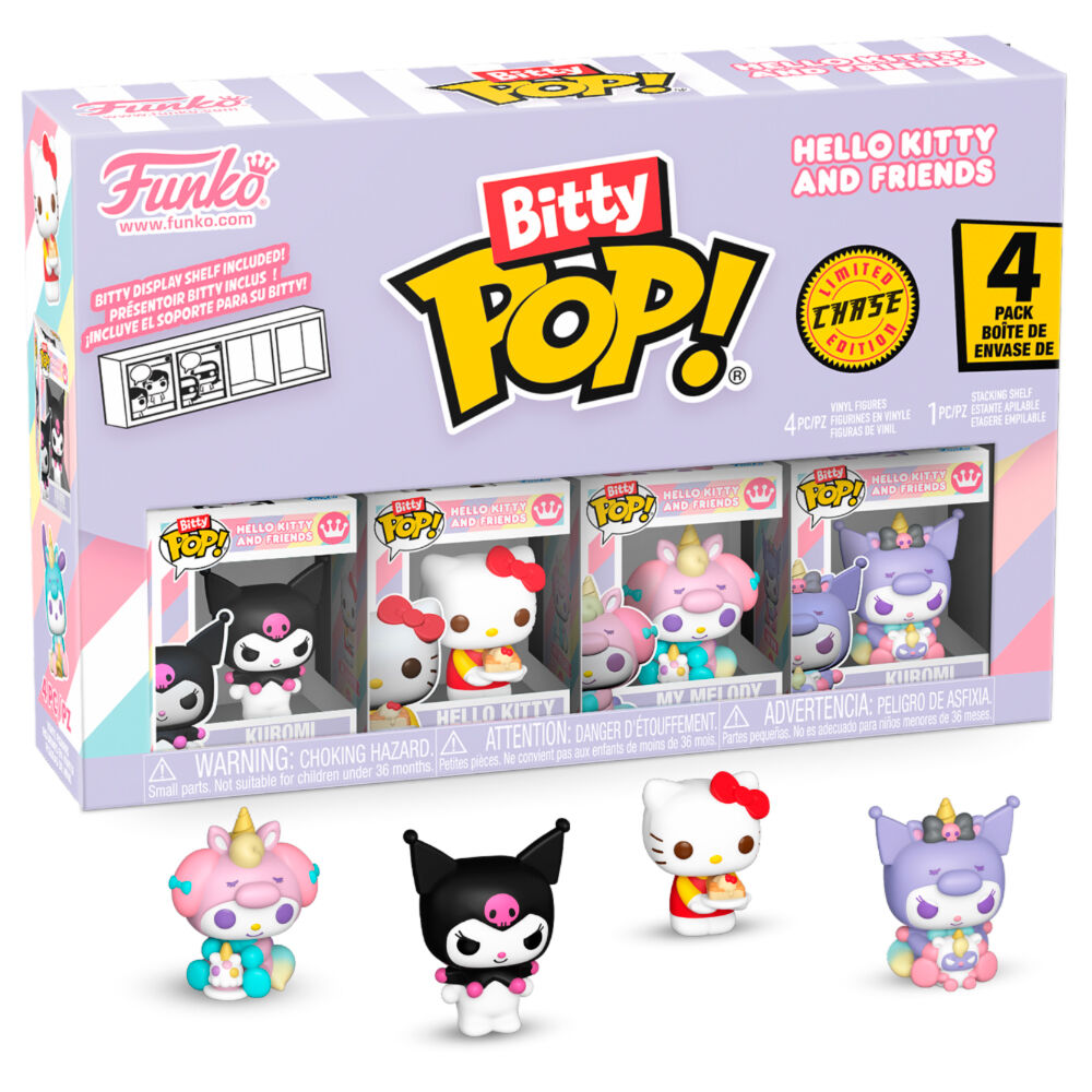 Imagen 2 - Blister 4 Figuras Bitty Pop Hello Kitty And Friends Kuromi