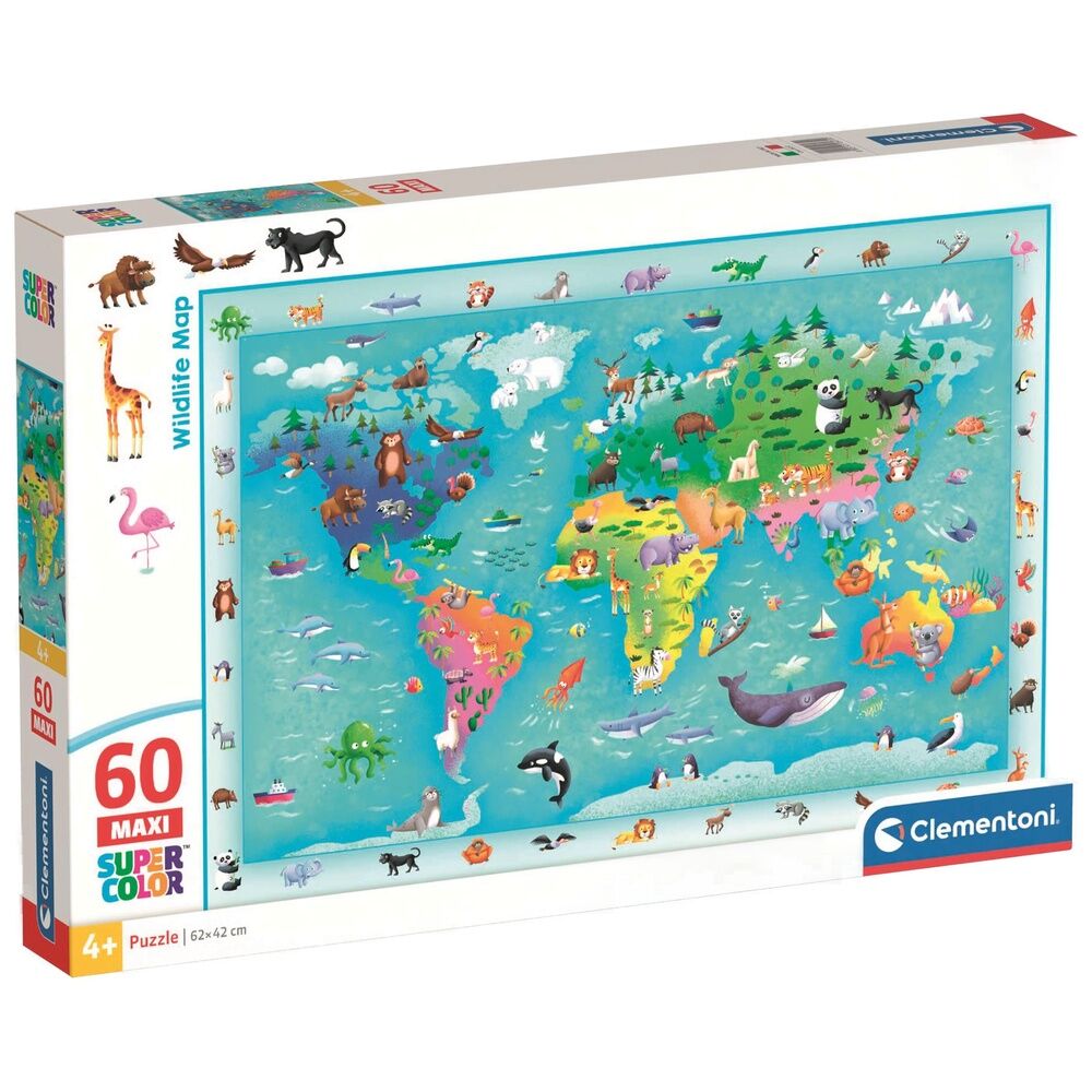 Imagen 1 - Puzzle Maxi Mapa De La Fauna 60Pzs
