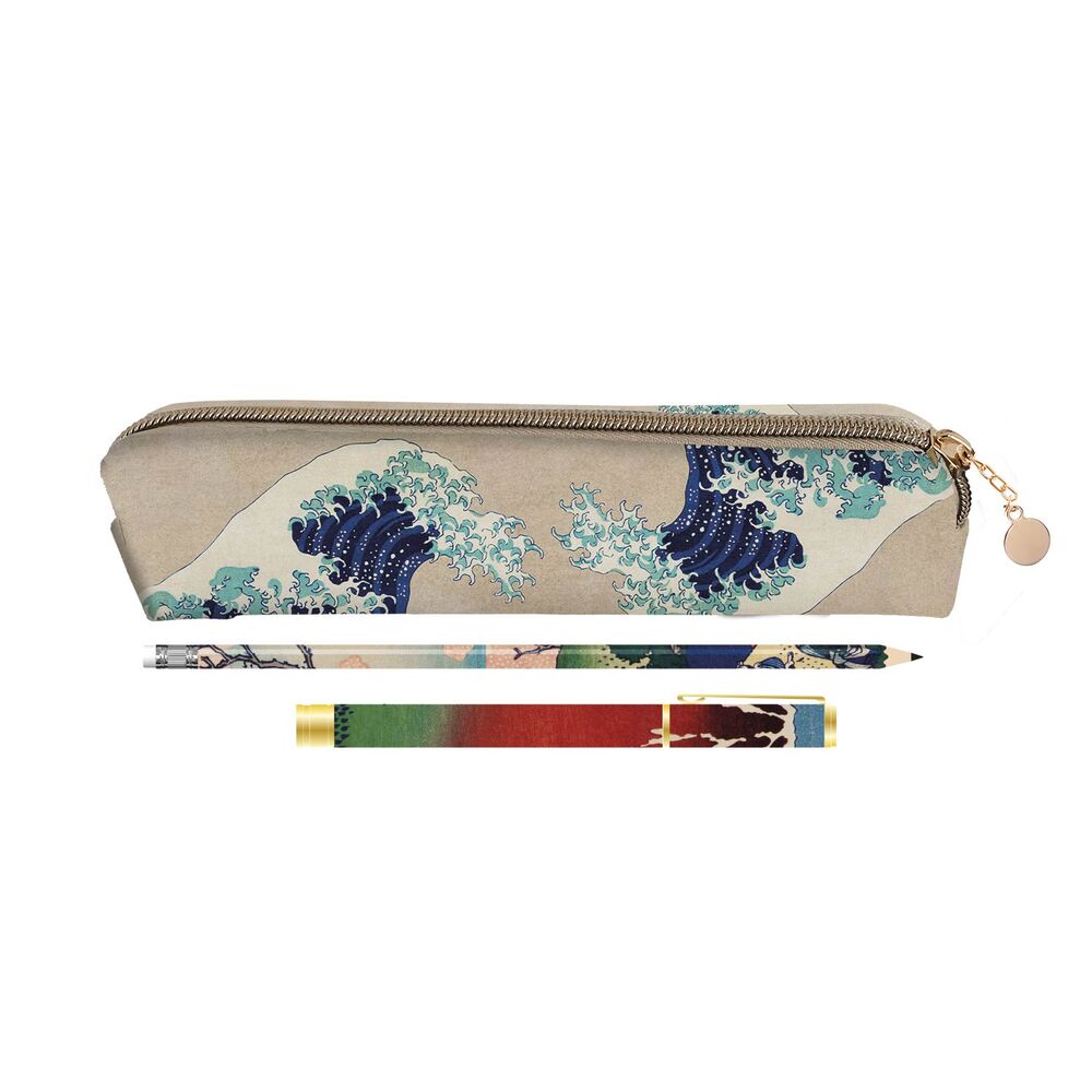 Imagen 1 - Set Portatodo + Boligrafo Y Lapiz La Gran Ola De Kanagawa Hokusai