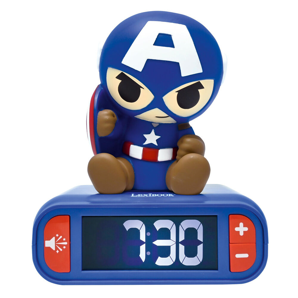 Imagen 1 - Reloj Despertador Luz Nocturna 3D Capitan America Vengadores Avengers Marvel