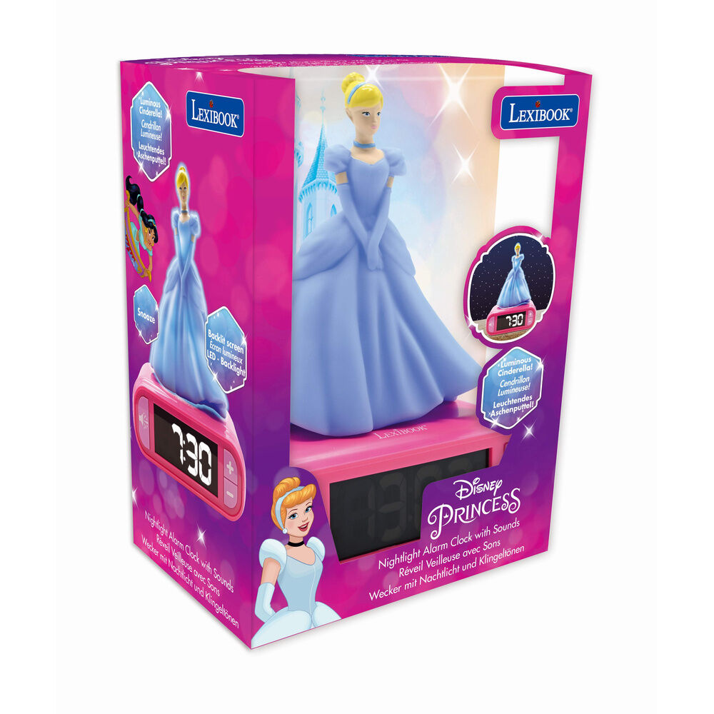 Imagen 4 - Reloj Despertador Luz Nocturna 3D Cenicienta Princesas Disney