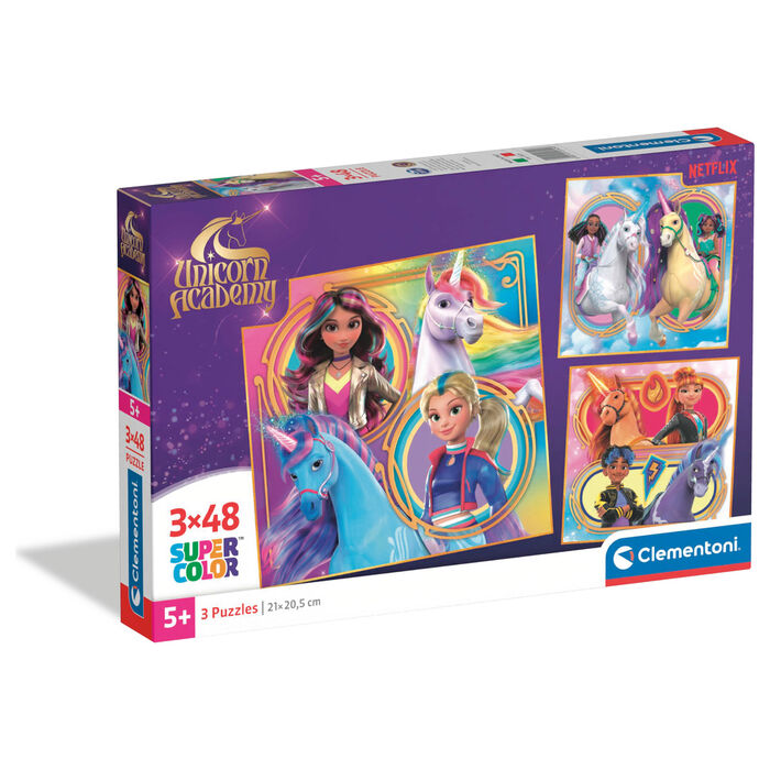 Imagen 1 - Puzzle Academia De Unicornios 3X48pzs