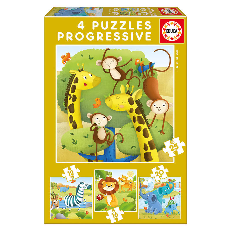 Imagen de Puzzle Progresivo Animales Salvajes 12-16-20-25Pzs parte de nuestra colección en Espadas y más, sitio oficial.