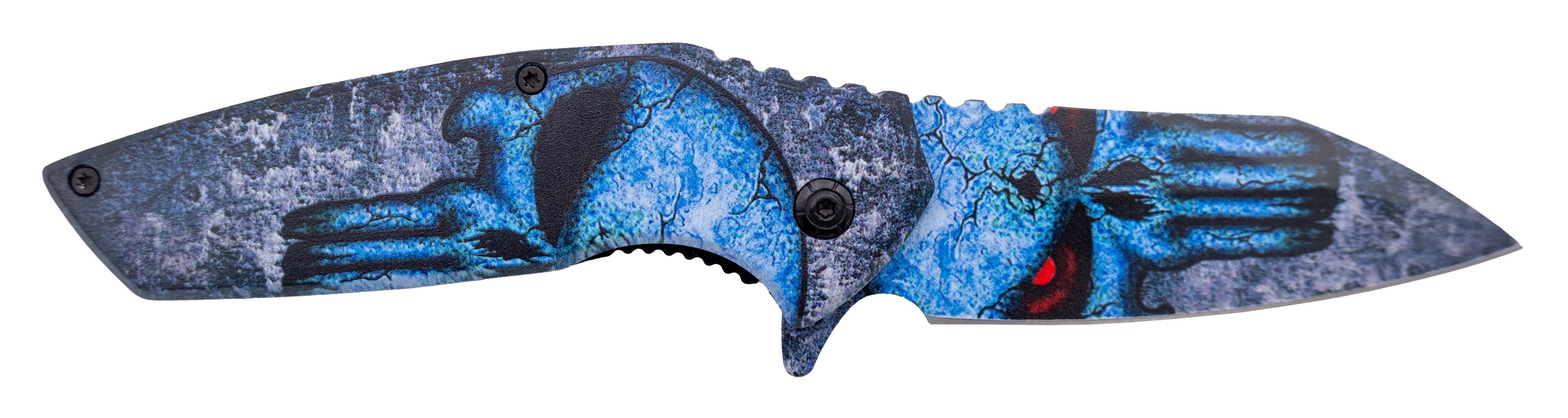 Navaja Táctica Third Asistida Calavera Azul