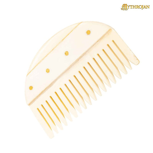 Mythrojan Peine de Hueso Germánico de Dientes Anchos Hecho a Mano - Imagen 2