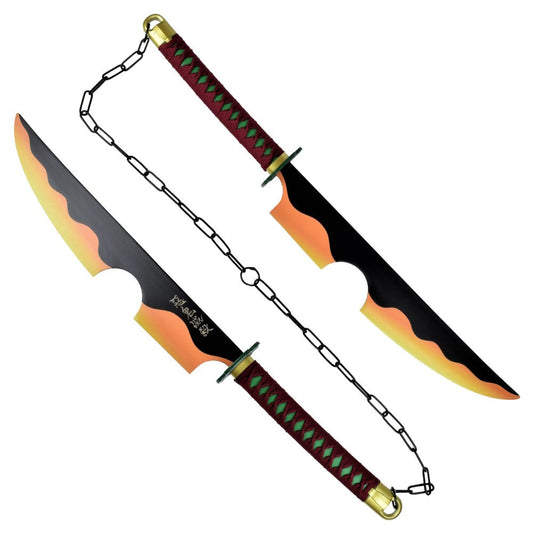 Espadas de Tengen Uzui de Kimetsu no Yaiba (Demon Slayer) como las del anime con detalles en la hoja. Vendidas por Espadas y más