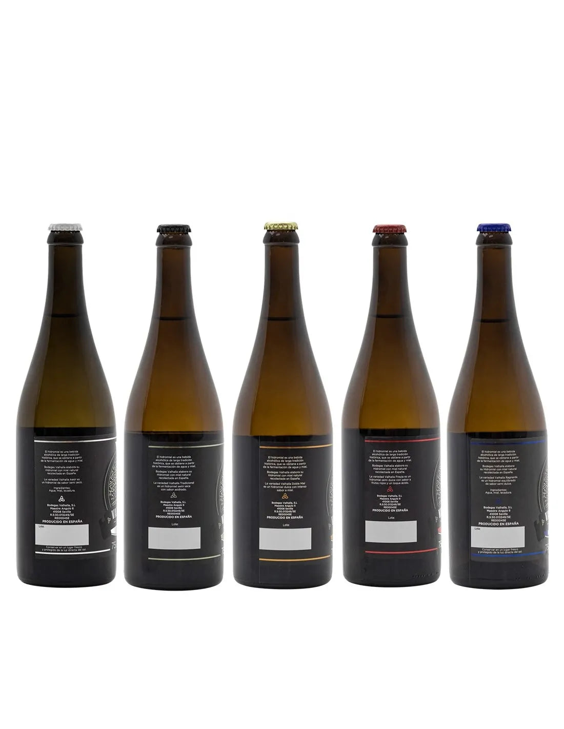 Imagen de Surtido de 5 botellas de Hidromiel Valhalla parte de nuestra colección en Espadas y más, sitio oficial.