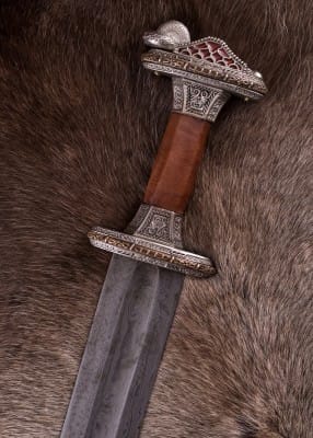 Espada acero damasco con vaina, empuñadura de latón, estañada 0116041101 - Espadas y Más