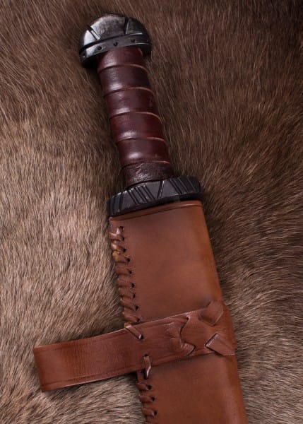 Cuchillo vikingo Saxo largo con mango de cuero 0116202500 - Espadas y Más