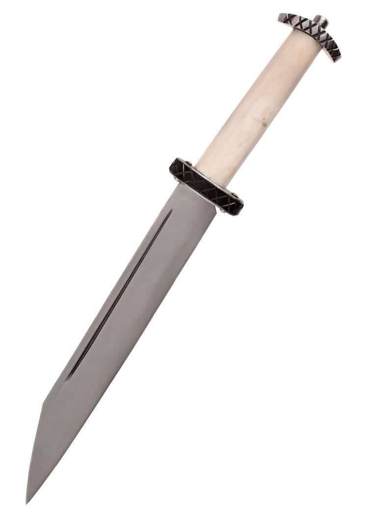 0349855302 Hacha corta con mango de hueso y funda de cuero - Espadas y Más