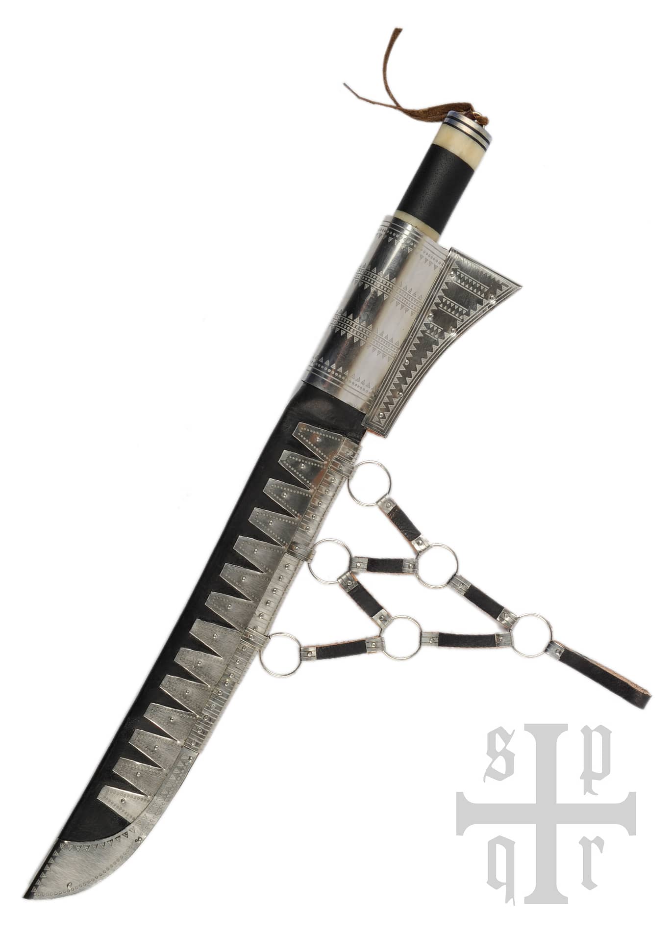 Cuchillo Vikingo Seax, Acero Damasco, Mango de Madera / Hueso 0364002660 - Espadas y Más