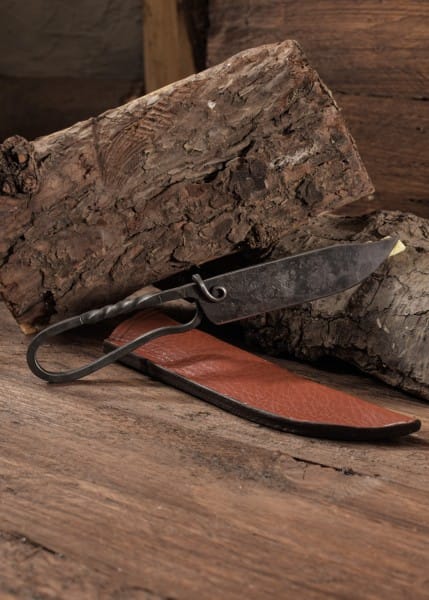 Imagen de Navaja forjada a mano con funda de cuero 0397000026 parte de nuestra colección en Espadas y más, sitio oficial.