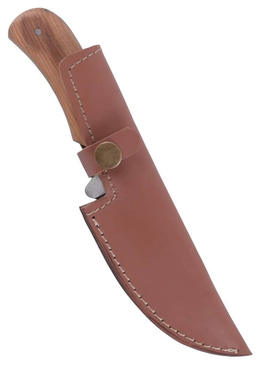 Cuchillo con mango de madera de olivo y funda de cuero 0397000400 - Espadas y Más