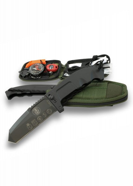Navaja de supervivencia Rao Avio verde con kit de supervivencia, Extrema Ratio 04.1000.0141-BLK-G - Espadas y Más