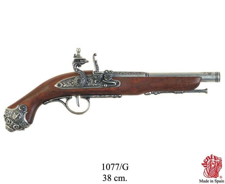Imagen de PISTOLA DE CHISPA, SIGLO XVIII 1077G,Réplica no funcional parte de nuestra colección en Espadas y más, sitio oficial.