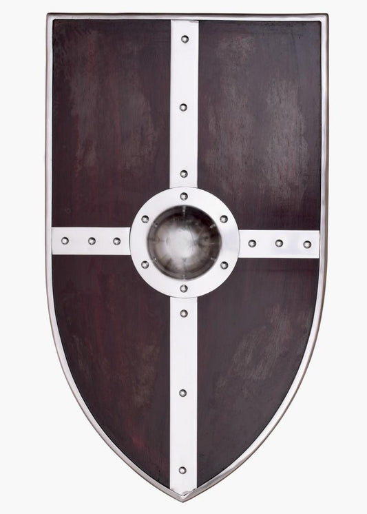 1101064200 Escudo medieval de madera con accesorios de acero - Espadas y Más