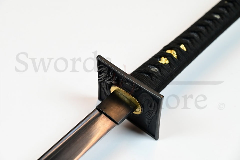 Imagen de Ninjato funcional afilado acero de damasco negro 11706 parte de nuestra colección en Espadas y más, sitio oficial.