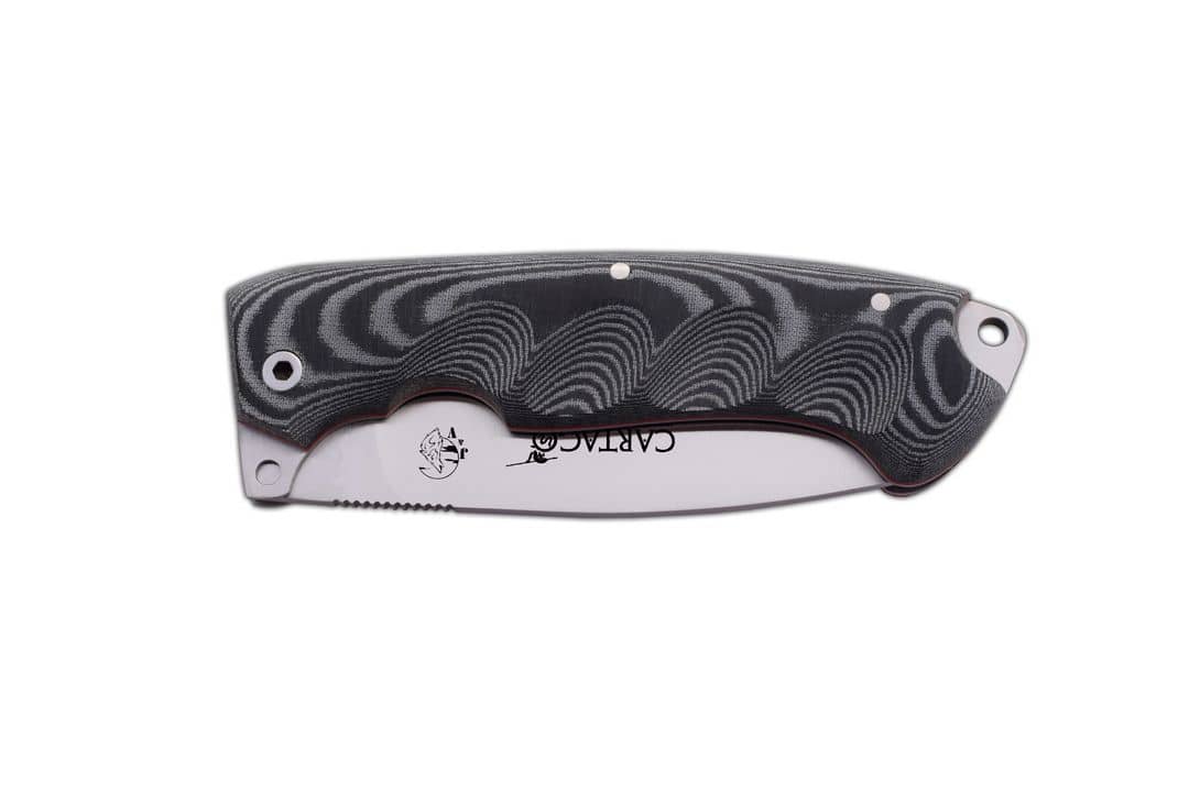 Navaja Cartago micarta negra funda cordura 1219-M1-COR - Espadas y Más