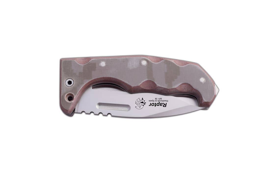 Navaja J&V RAPTOR MICARTA CAMO PIXEL ARIDO O GRIS FUNDA ECO 1231-M7-ECO - Espadas y Más
