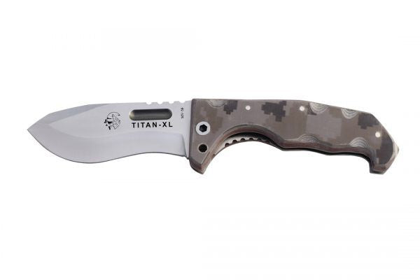 Navaja J&V TITAN XL MICARTA GRIS O CAMO PIXEL ARIDO 1235-M6 - Espadas y Más