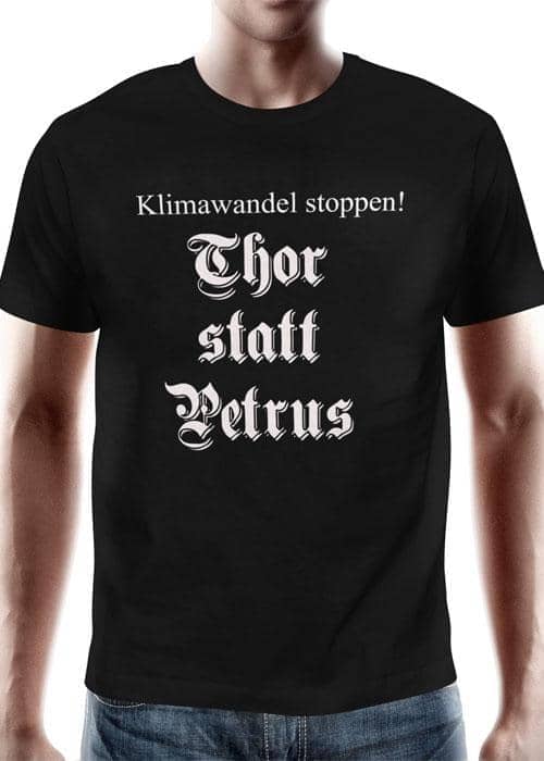 1245111010 Camiseta medieval chico, Detener el cambio climático: Thor en lugar de Peter - Espadas y Más