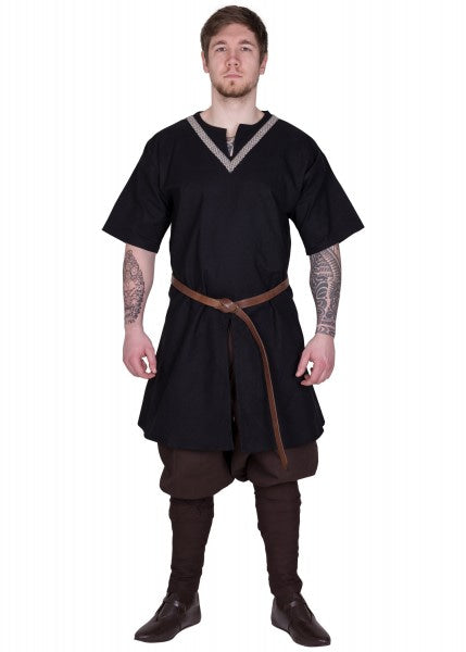 Túnica medieval Ailrik con borde, manga corta, Varios Colores 1280001420 - Espadas y Más