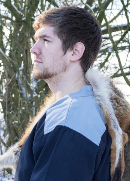 Abrigo vikingo con trenza Bjorn, azul oscuro 1280003950 - Espadas y Más