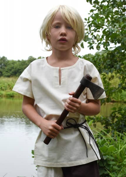 Imagen de Túnica medieval infantil Linus, de manga corta, natural o Rojo 1280012010 parte de nuestra colección en Espadas y más, sitio oficial.