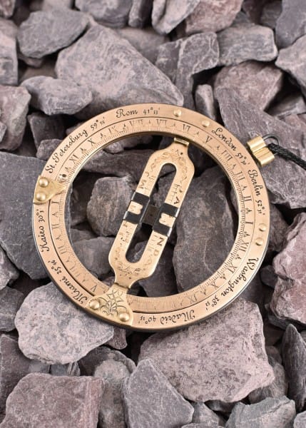 Colgante Reloj de sol portátil de anillo de latón y brújula solar 1441052284 - Espadas y Más