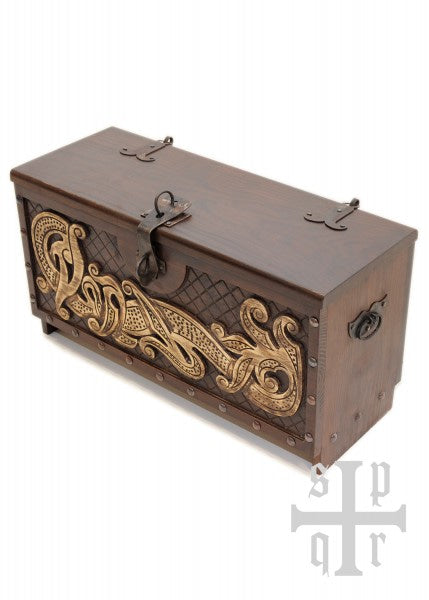 Cofre de madera vikingo con motivo de serpiente Midgard No. 2, aprox. 66 x 25 x 35 cm 1564000155 - Espadas y Más