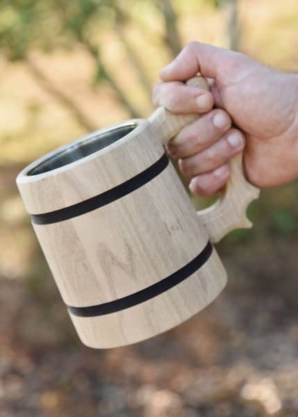 Jarra de cerveza de madera, roble natural, aprox. 17 x 14 cm 1580162120 - Espadas y Más