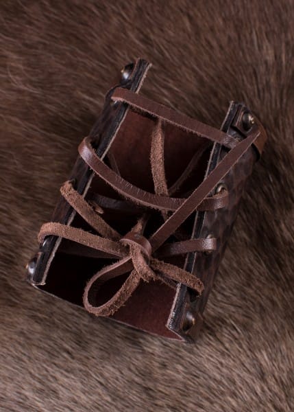 Pulsera o Protector de brazo de cuero con cuervos nórdicos Hugin y Munin - Espadas y Más