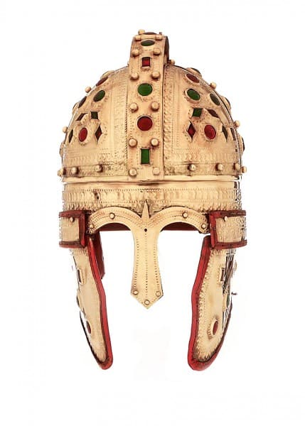 1716604801 Casco ceremonial romano dorado con piedras - Espadas y Más