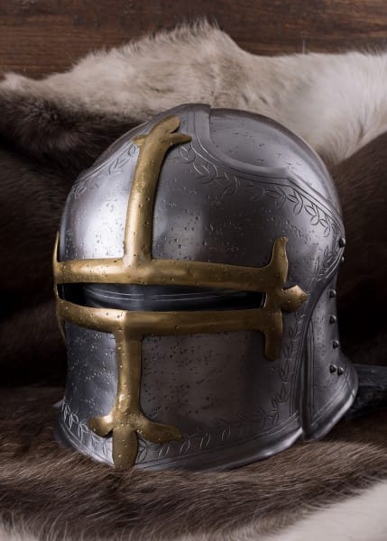 Casco Arquero medieval Schaller con visera con bisagras, acero de 1,6 mm 1716632516 - Espadas y Más