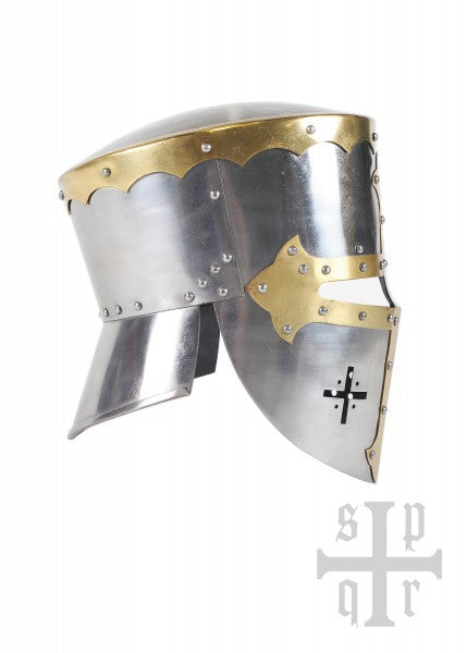 Imagen de Casco de olla anterior con protección para el cuello, aprox. 1200, acero de 1,2 mm 1764000070 parte de nuestra colección en Espadas y más, sitio oficial.