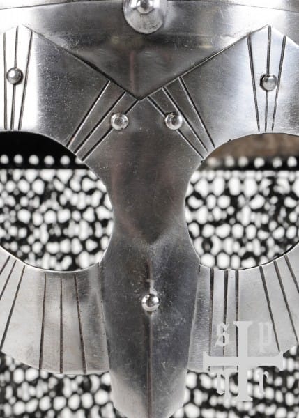 Casco Gjermundbu, casco de gafas vikingo con compartimento de cadena, acero de 2 mm 1764000093 - Espadas y Más