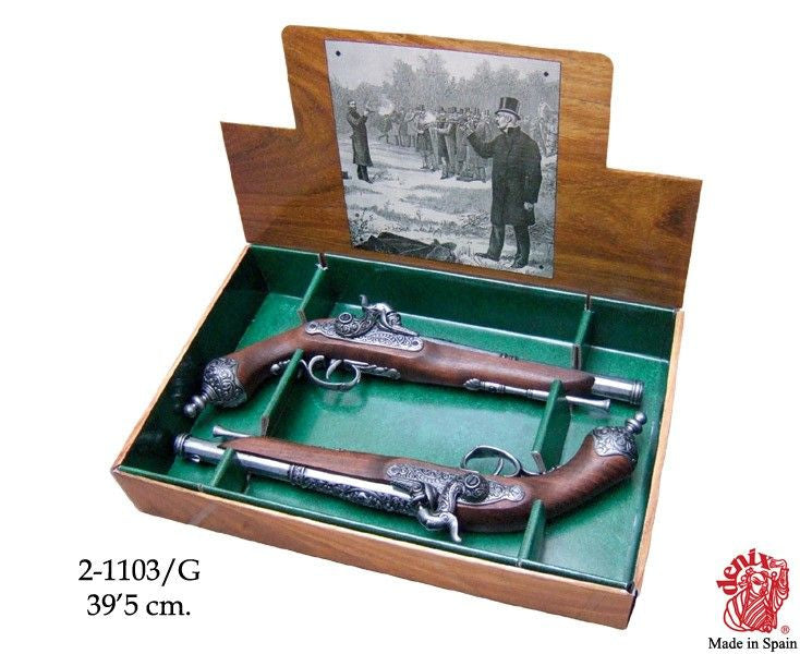 Imagen de Pistolas de duelo 2 unidades, 2-1013G Réplica no funcional parte de nuestra colección en Espadas y más, sitio oficial. Esta imagen describe arma no funcional
