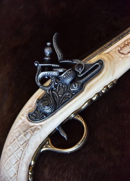 Imagen de Pistola inglesa del castillo de piedra, Hadley 1760, marfil, réplica 2347110613 parte de nuestra colección en Espadas y más, sitio oficial.