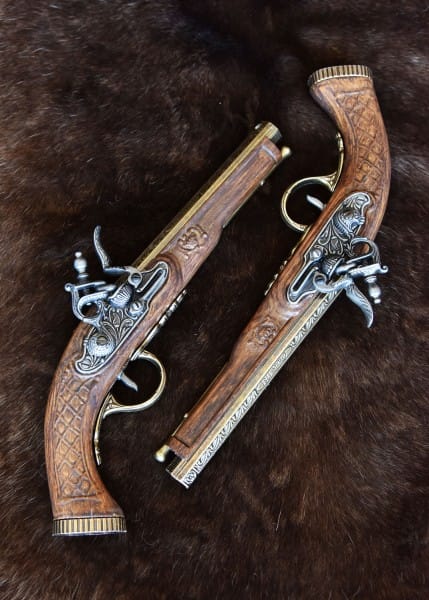 Pistolas de duelo francesas, juego de 2, siglo 18, latón, réplica 2347110722 - Espadas y Más