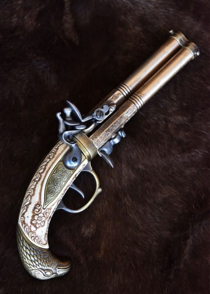 Replica Pistola de piedra alemana cañones giratorios, Augsburgo 1775, latón 2347111902 - Espadas y Más