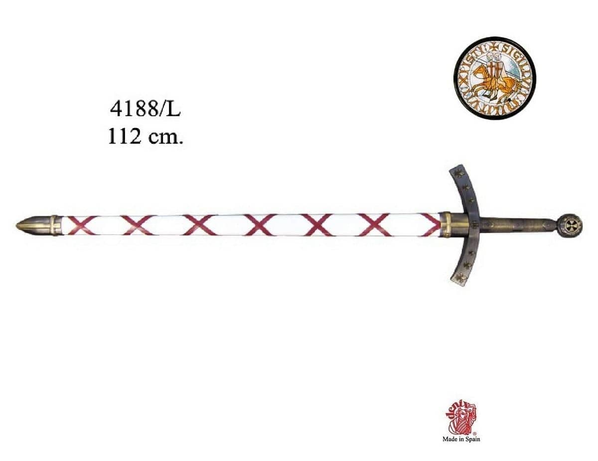 Imagen de Espada templaria de Hugo de Payens con vaina 4188L Réplica parte de nuestra colección en Espadas y más, sitio oficial.