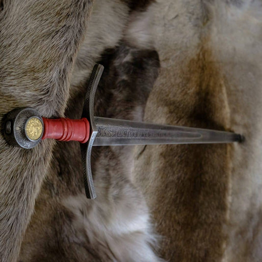 Imagen de Espada medieval grabada Fac Fortia et Patere a una mano Full Tang AES23 parte de nuestra colección en Espadas y más, sitio oficial.